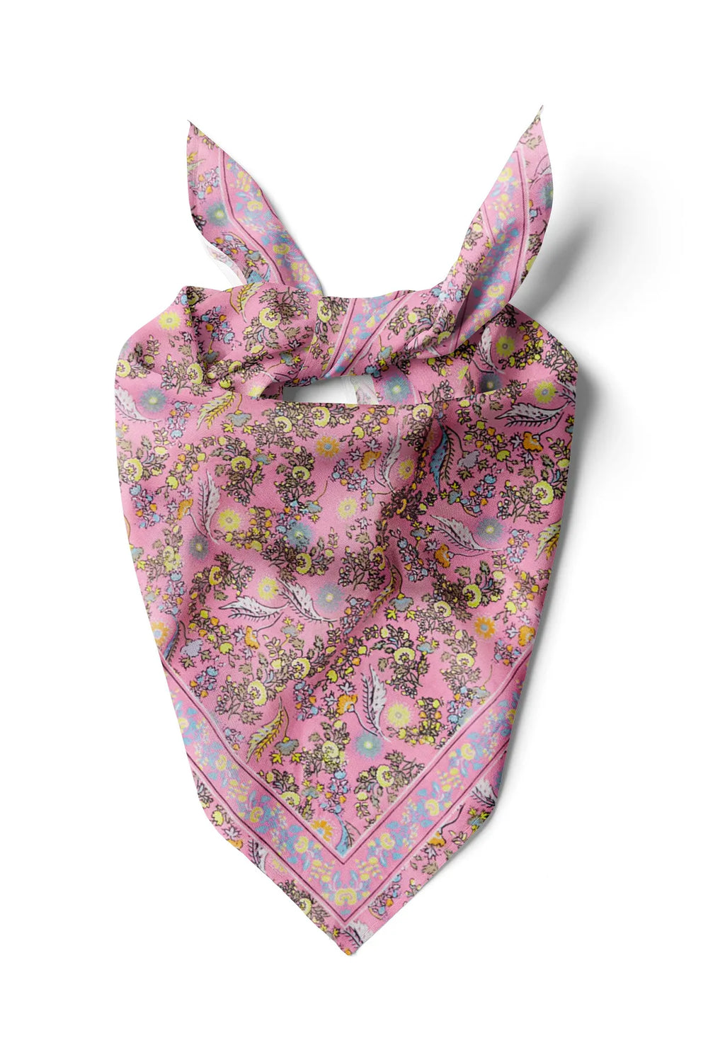 Çiçek Desenli Pembe Bandana - Stil Sahibi Kadın Bandana Fular