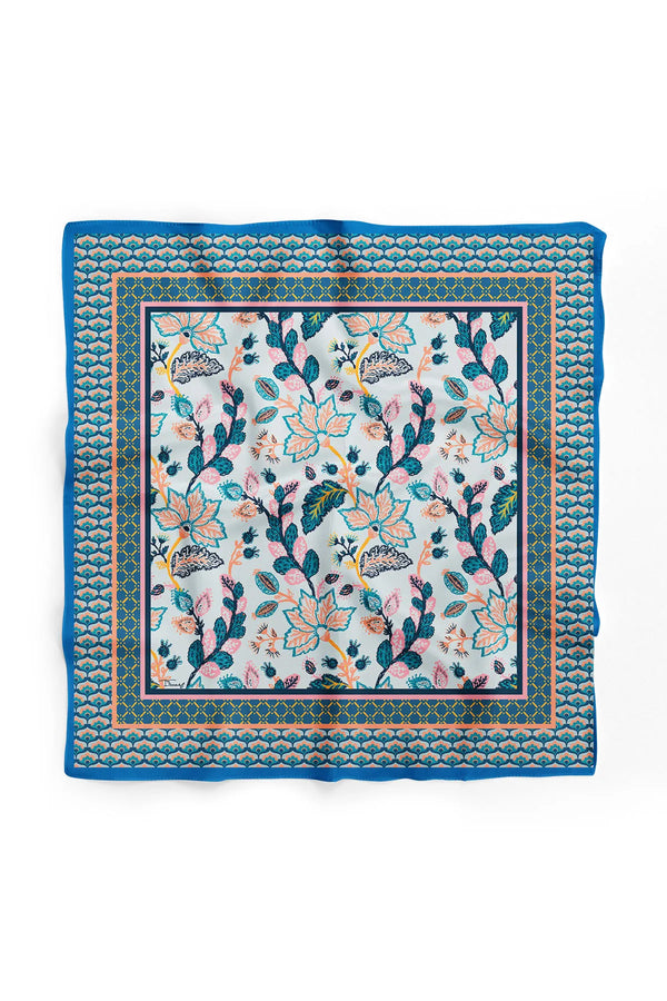 Mavi Desenli Pamuk Bandana - Pamuklu Bandana Fular Günlük Kullanım Için