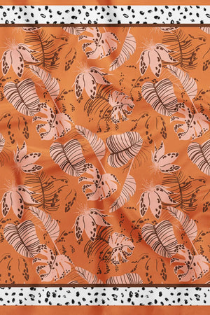 Turuncu Renk Desenli̇ Pamuk Bandana - Pamuklu Bandana Fular Günlük Kullanım Için