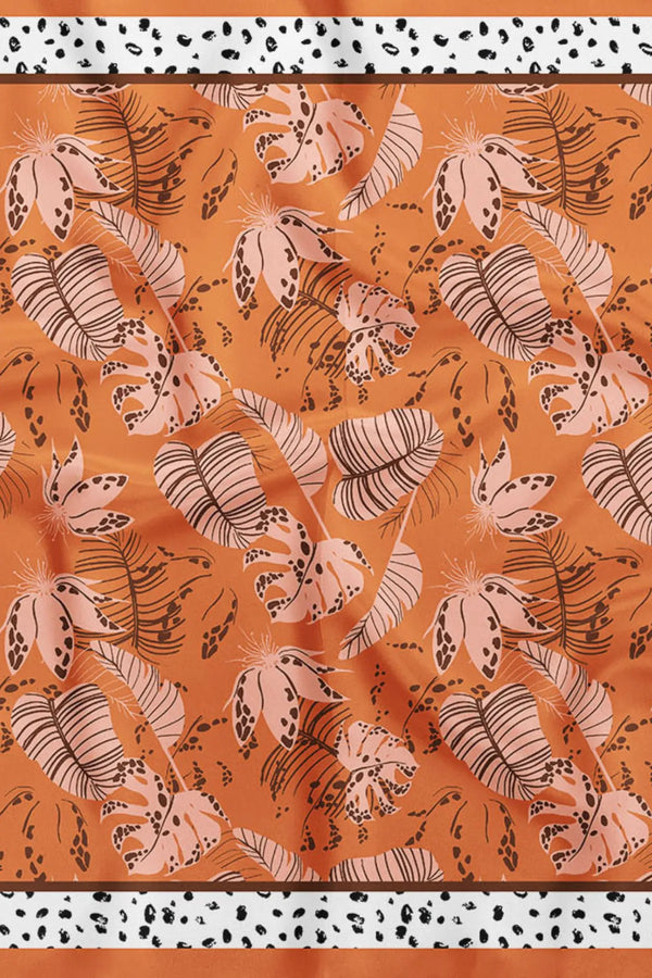 Turuncu Renk Desenli̇ Pamuk Bandana - Pamuklu Bandana Fular Günlük Kullanım Için
