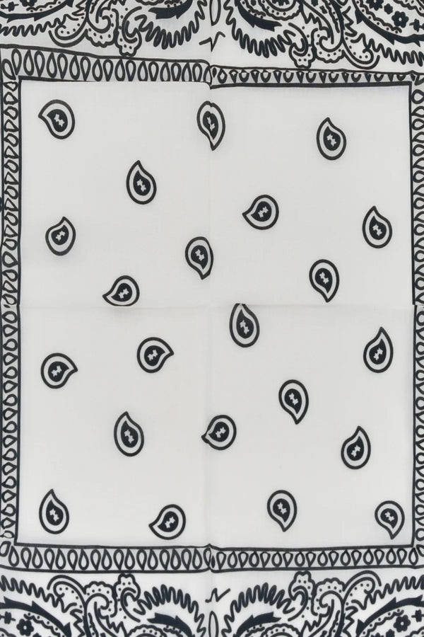 Beyaz Etnik Desen Bandana - Stil Sahibi Kadın Bandana Fular