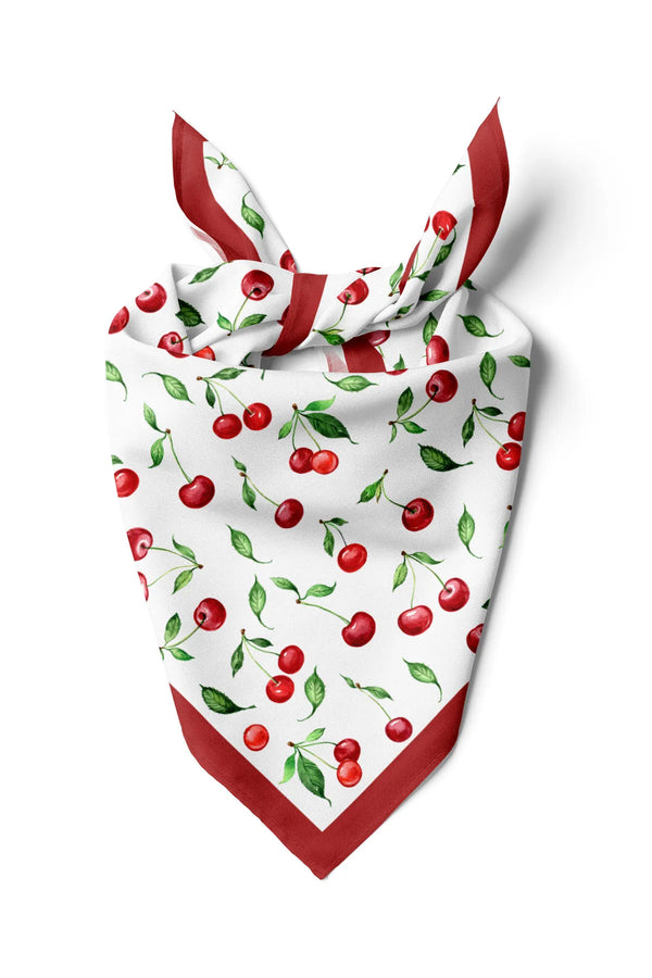 Kadın Kiraz Desenli Fular Bandana - Stil Sahibi Kadın Bandana Fular