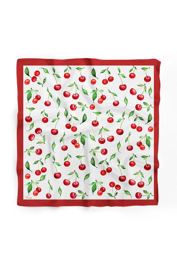 Kadın Kiraz Desenli Fular Bandana - Stil Sahibi Kadın Bandana Fular