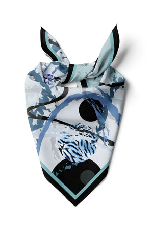 Kadın Mavi Desenli Fular Bandana - Stil Sahibi Kadın Bandana Fular