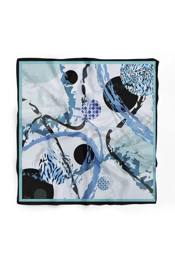 Kadın Mavi Desenli Fular Bandana - Stil Sahibi Kadın Bandana Fular
