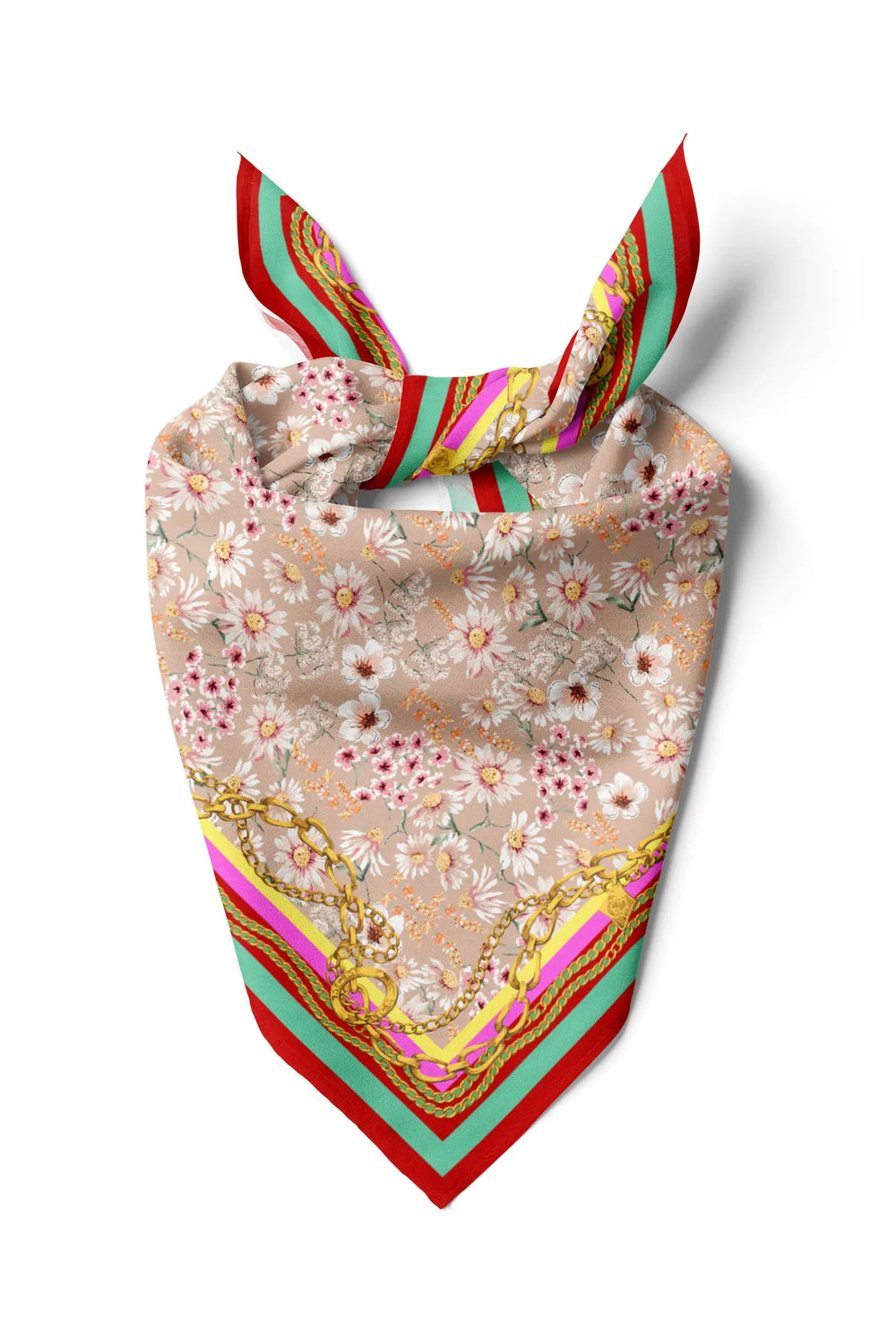 Kadın Çiçek Desenli Fular Bandana - Stil Sahibi Kadın Bandana Fular