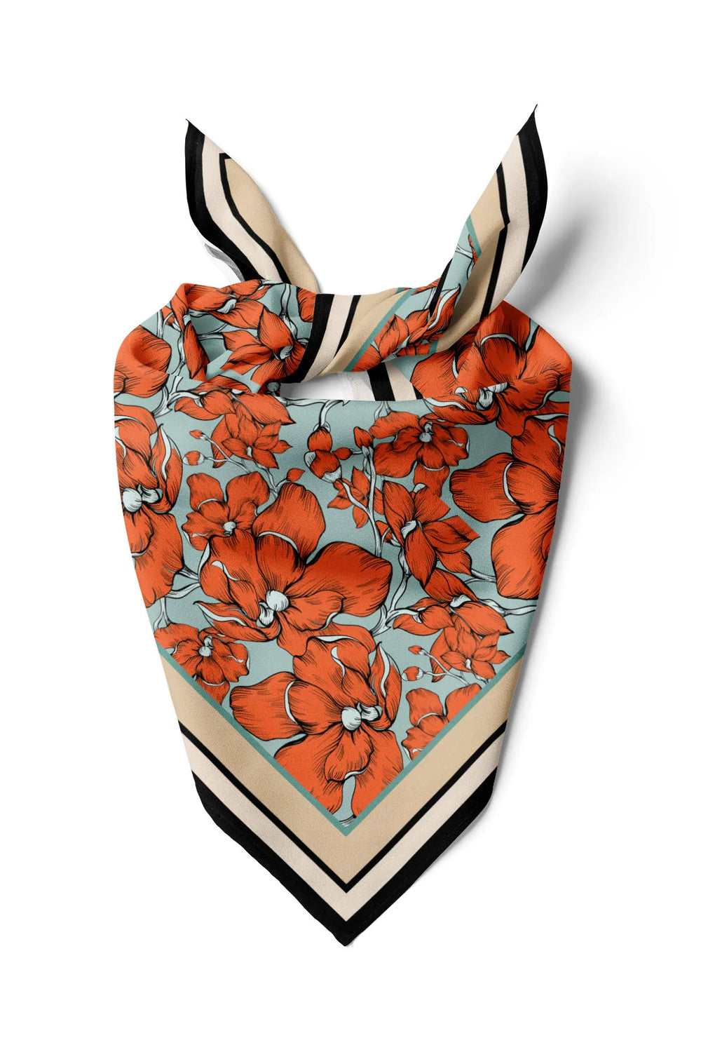 Kadın Çiçek Desenli Fular Bandana - Stil Sahibi Kadın Bandana Fular