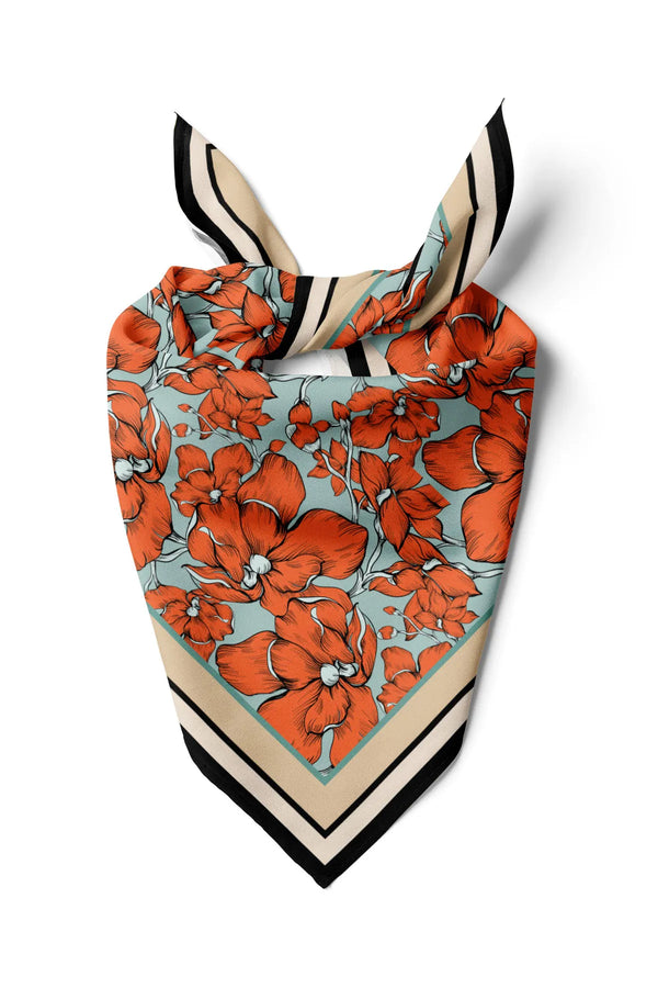 Kadın Çiçek Desenli Fular Bandana - Stil Sahibi Kadın Bandana Fular