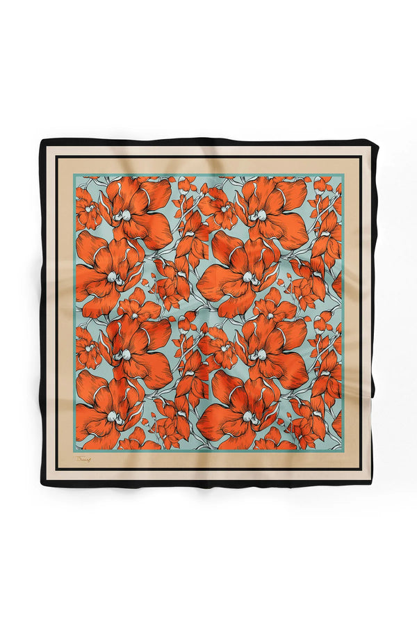Kadın Çiçek Desenli Fular Bandana - Stil Sahibi Kadın Bandana Fular