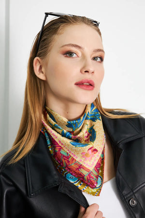 Kadın Çiçek Desenli Fular Bandana - Stil Sahibi Kadın Bandana Fular