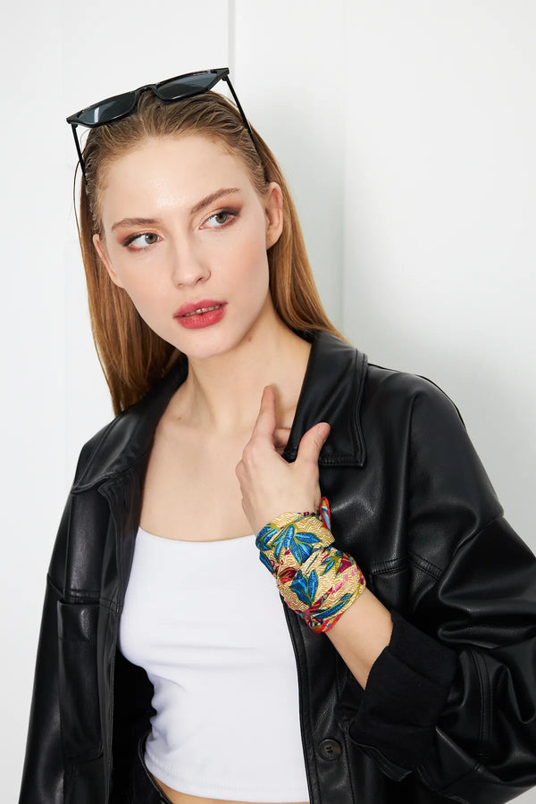 Kadın Çiçek Desenli Fular Bandana - Stil Sahibi Kadın Bandana Fular