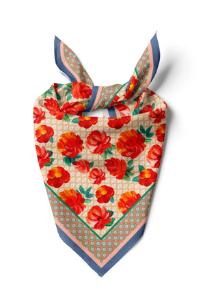 Kadın Çiçek Desenli Fular Bandana - Stil Sahibi Kadın Bandana Fular