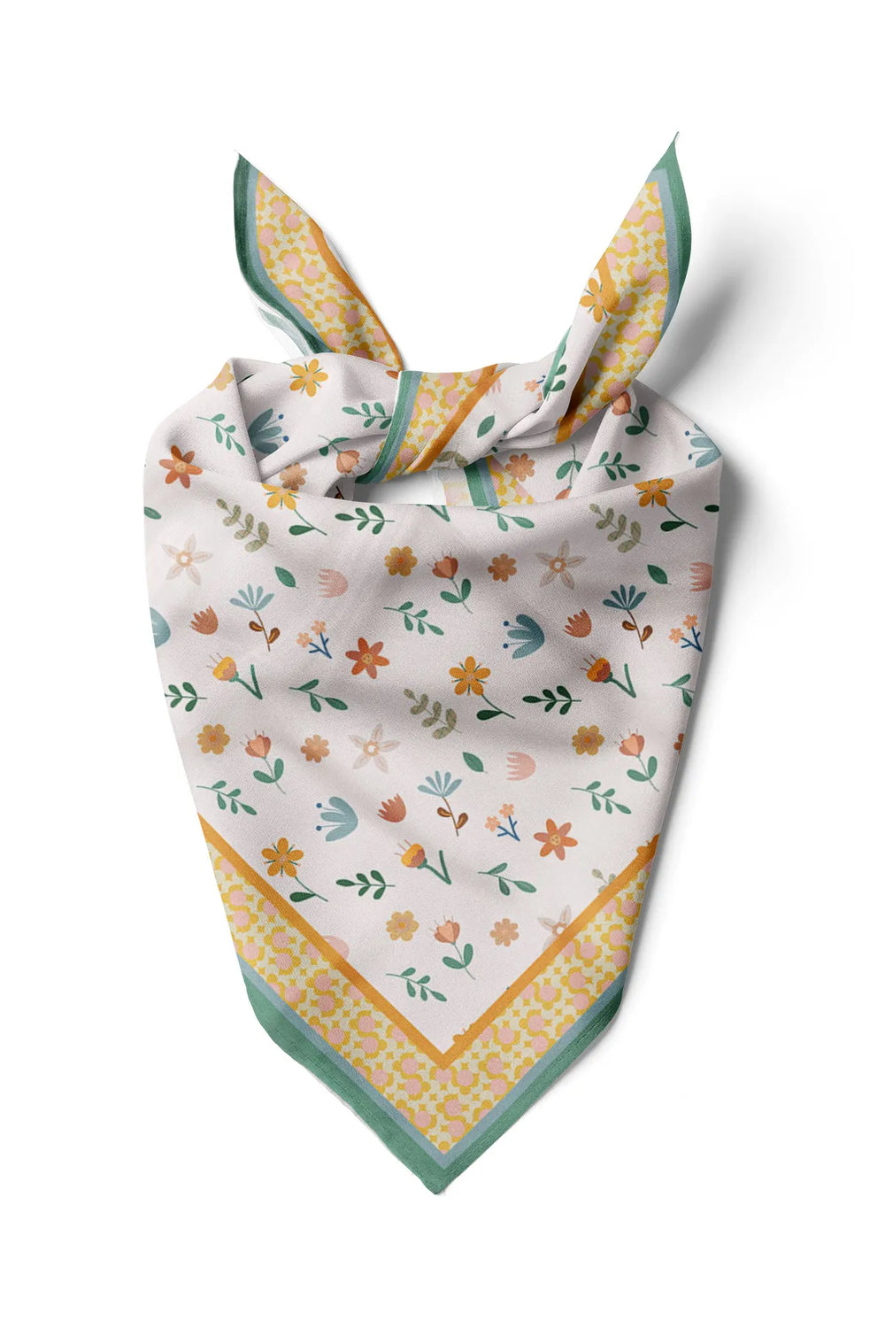 Su Yeşili Çiçek Desenli Kadin Fular - Renkli Desenli Kadın Fular