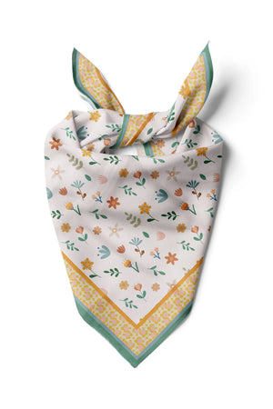 Su Yeşili Çiçek Desenli Kadin Fular - Renkli Desenli Kadın Fular