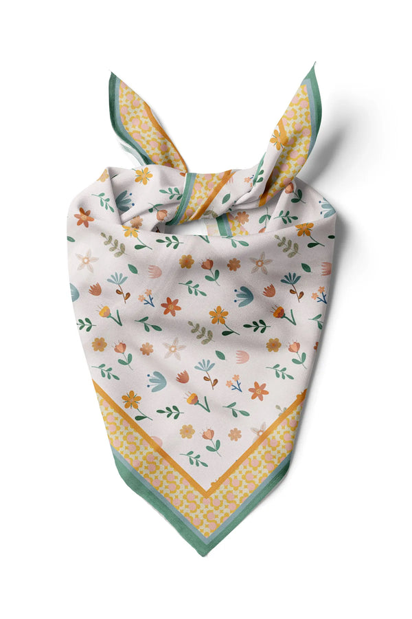 Su Yeşili Çiçek Desenli Kadin Fular - Renkli Desenli Kadın Fular