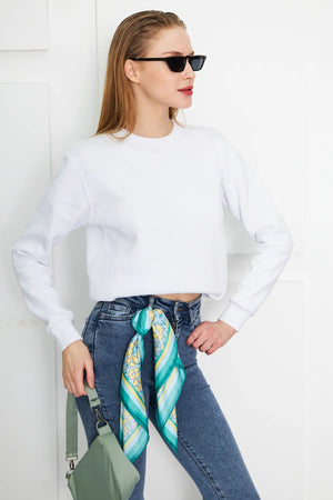 Yeşil Sarı Çiçek Desenli Kadın Fular - Renkli Desenli Kadın Fular