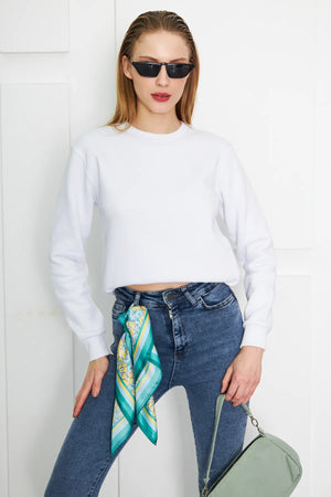 Yeşil Sarı Çiçek Desenli Kadın Fular - Renkli Desenli Kadın Fular