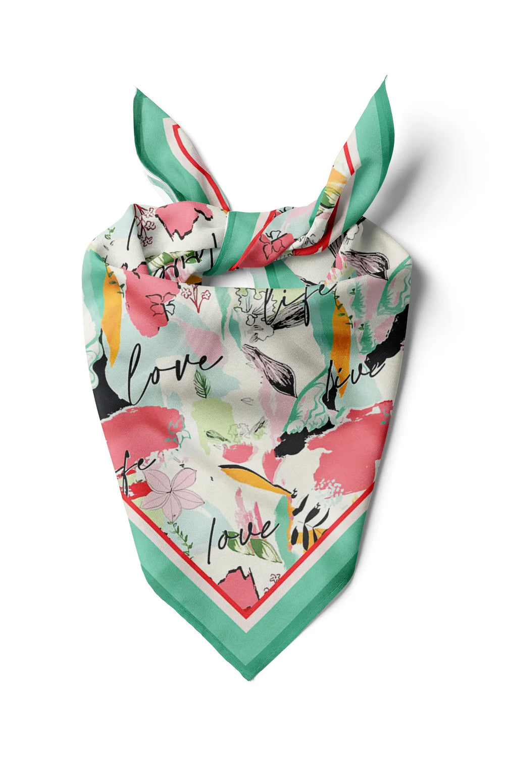 Yeşil Desenli Kadın Fular - Renkli Desenli Kadın Fular