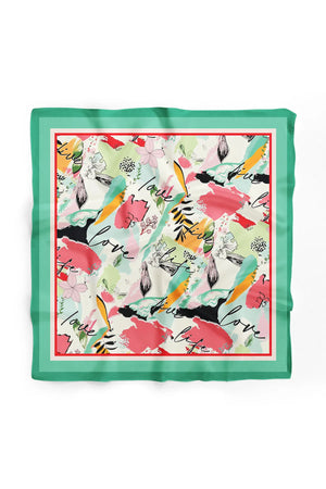 Yeşil Desenli Kadın Fular - Renkli Desenli Kadın Fular