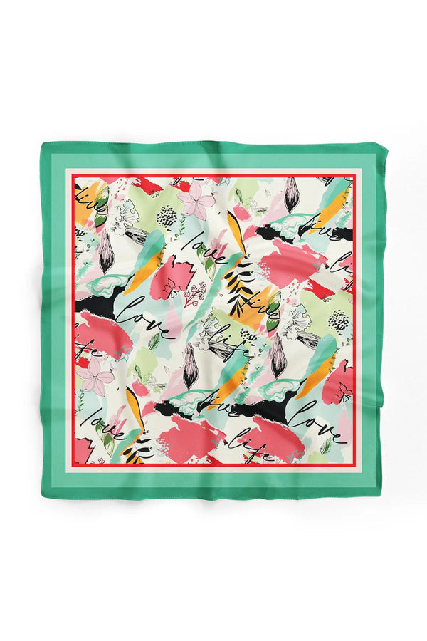 Yeşil Desenli Kadın Fular - Renkli Desenli Kadın Fular