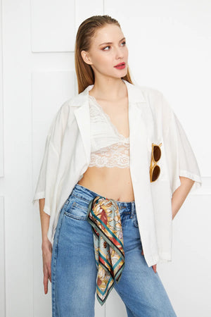 Ayçiçeği Desenli Fular - Renkli Desenli Kadın Fular