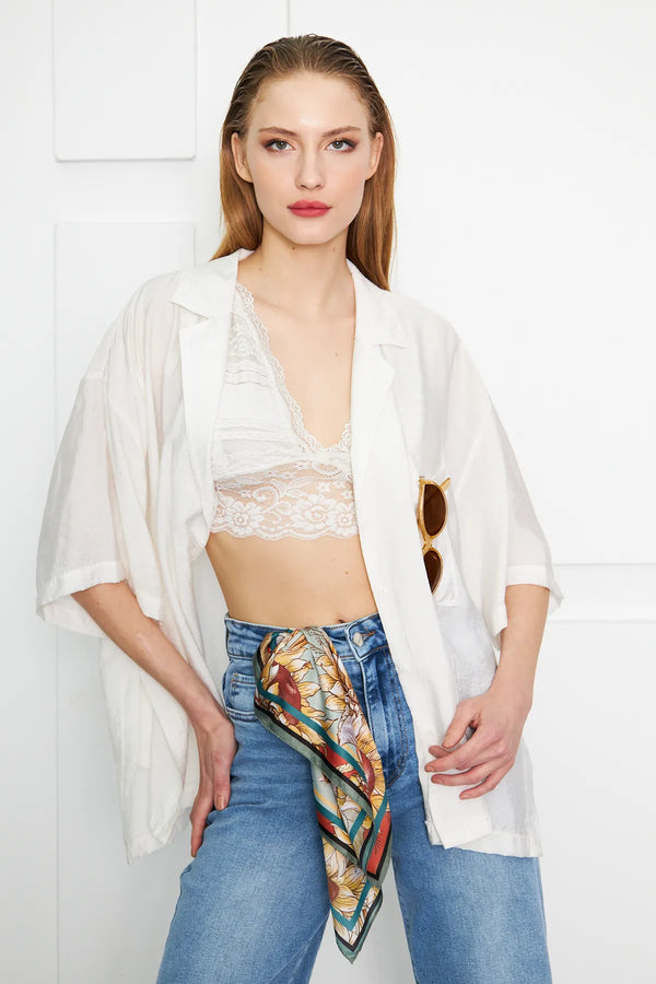 Ayçiçeği Desenli Fular - Renkli Desenli Kadın Fular