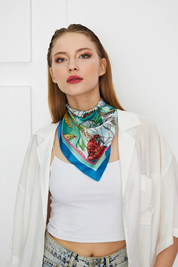 Tropik Desenli Fular - Renkli Desenli Kadın Fular