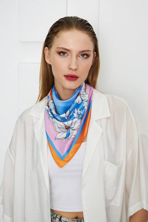 Beyaz Çiçekli Fular - Kadın Fular Şık Kombinler Için