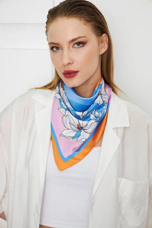 Beyaz Çiçekli Fular - Kadın Fular Şık Kombinler Için