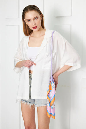 Beyaz Çiçekli Fular - Kadın Fular Şık Kombinler Için