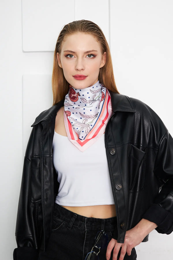 Nar Desenli Fular - Renkli Desenli Kadın Fular