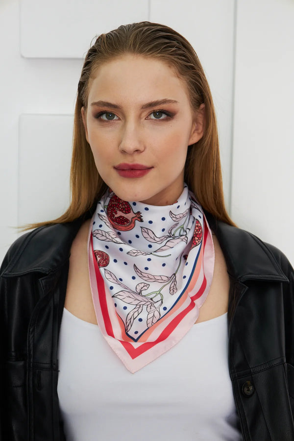 Nar Desenli Fular - Renkli Desenli Kadın Fular