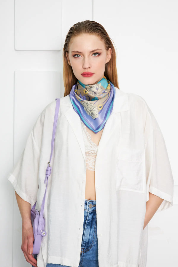 Çiçek Desenli Fular - Renkli Desenli Kadın Fular