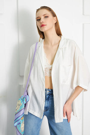 Çiçek Desenli Fular - Renkli Desenli Kadın Fular