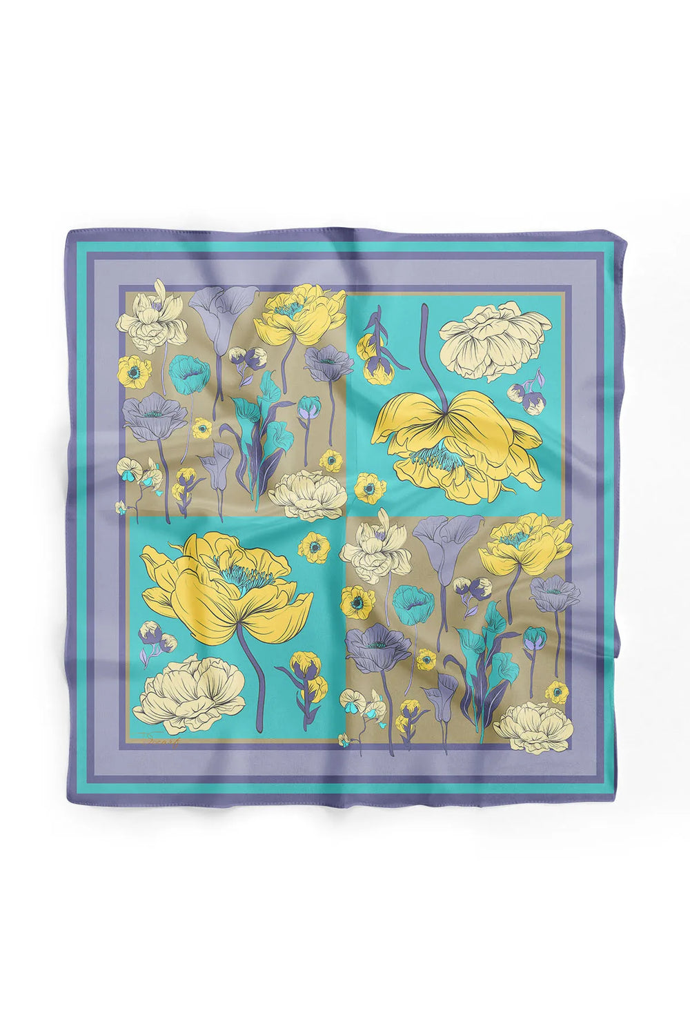 Çiçek Desenli Fular - Renkli Desenli Kadın Fular