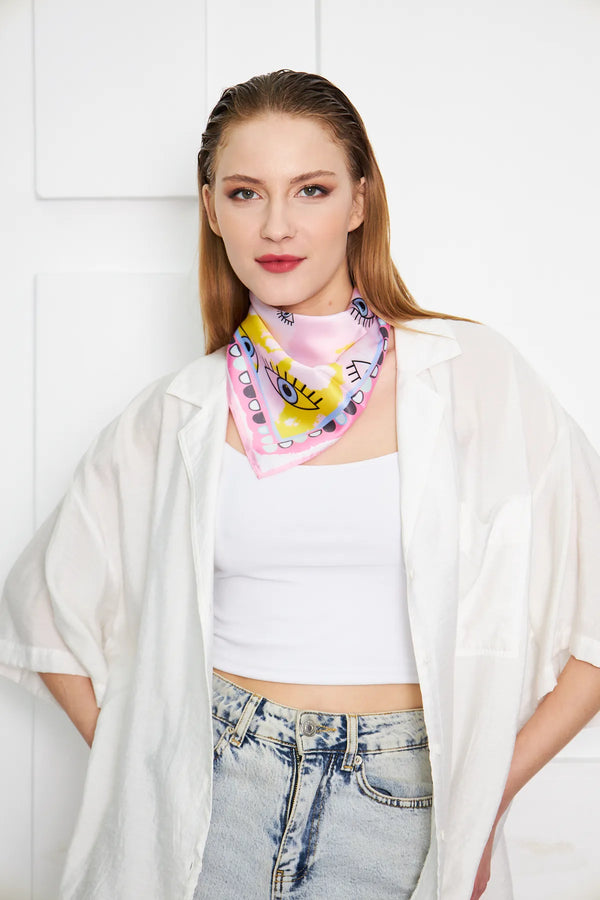 Blue Eye Desenli Fular - Renkli Desenli Kadın Fular