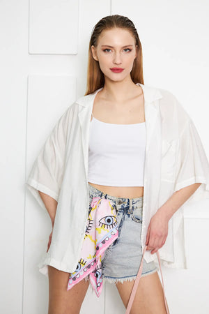 Blue Eye Desenli Fular - Renkli Desenli Kadın Fular