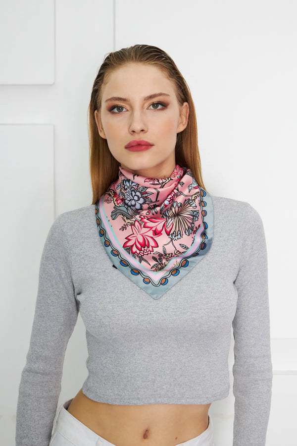 Çiçek Desenli Fular - Renkli Desenli Kadın Fular