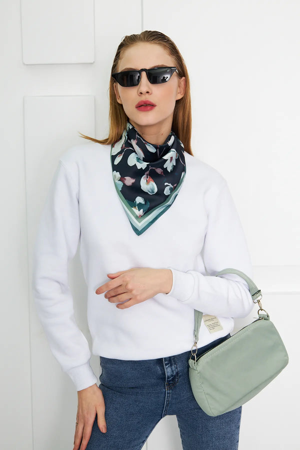 Çiçek Desenli Fular - Renkli Desenli Kadın Fular