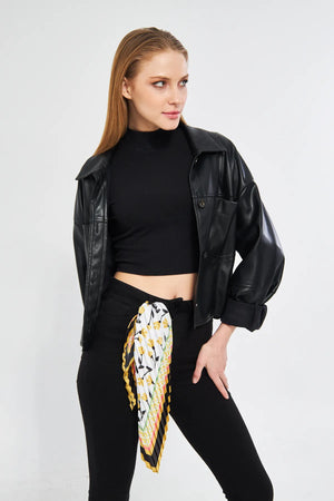 Desenli Plise Fular - Renkli Desenli Kadın Fular