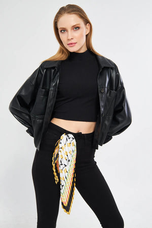 Desenli Plise Fular - Renkli Desenli Kadın Fular