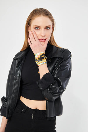 Desenli Plise Fular - Renkli Desenli Kadın Fular