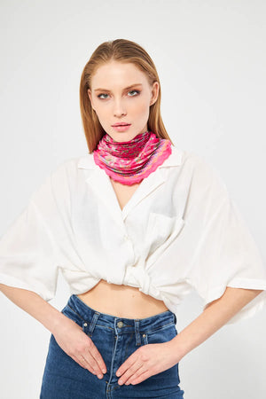 Desenli Plise Fular - Renkli Desenli Kadın Fular