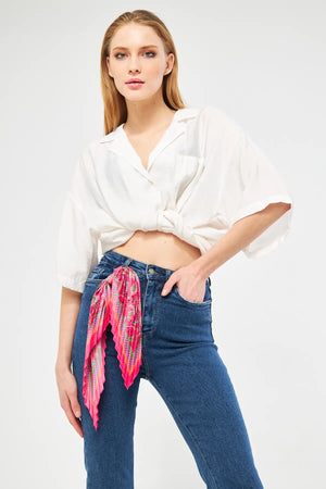 Desenli Plise Fular - Renkli Desenli Kadın Fular