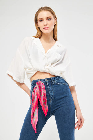 Desenli Plise Fular - Renkli Desenli Kadın Fular