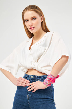 Desenli Plise Fular - Renkli Desenli Kadın Fular