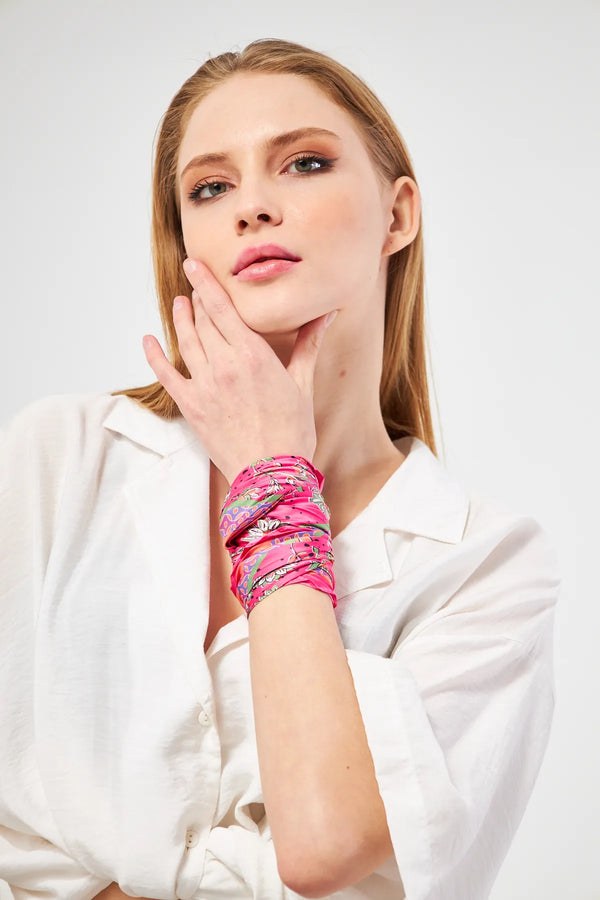 Desenli Plise Fular - Renkli Desenli Kadın Fular