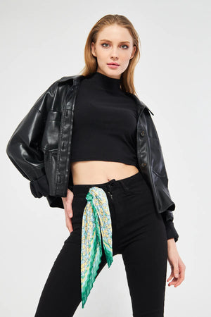 Desenli Plise Fular - Renkli Desenli Kadın Fular