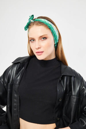 Desenli Plise Fular - Renkli Desenli Kadın Fular