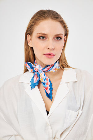 Desenli Plise Fular - Renkli Desenli Kadın Fular